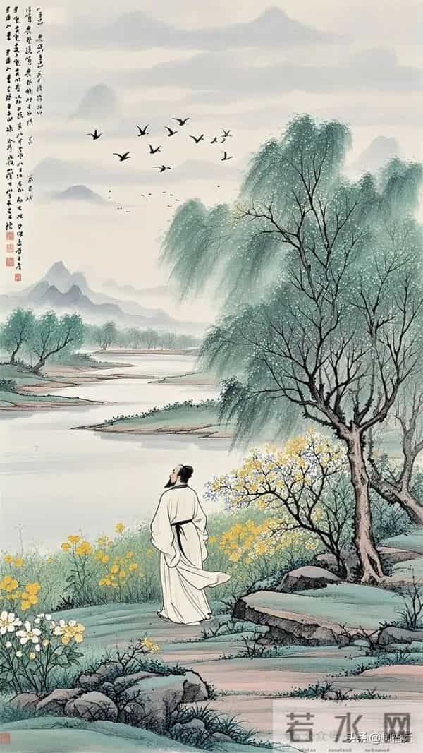 传统山水画《泗水寻芳图》