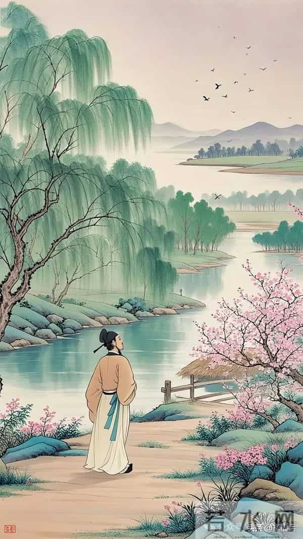 传统山水画《泗水寻芳图》