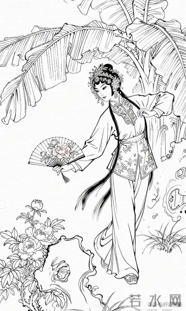 京剧人物白描画