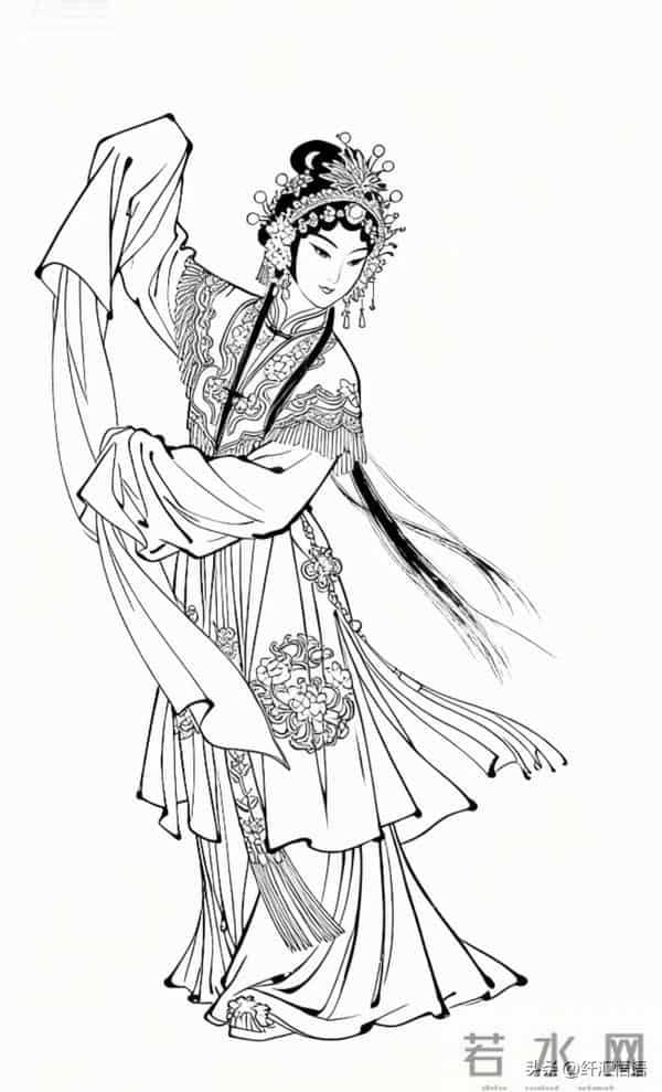 京剧人物白描画