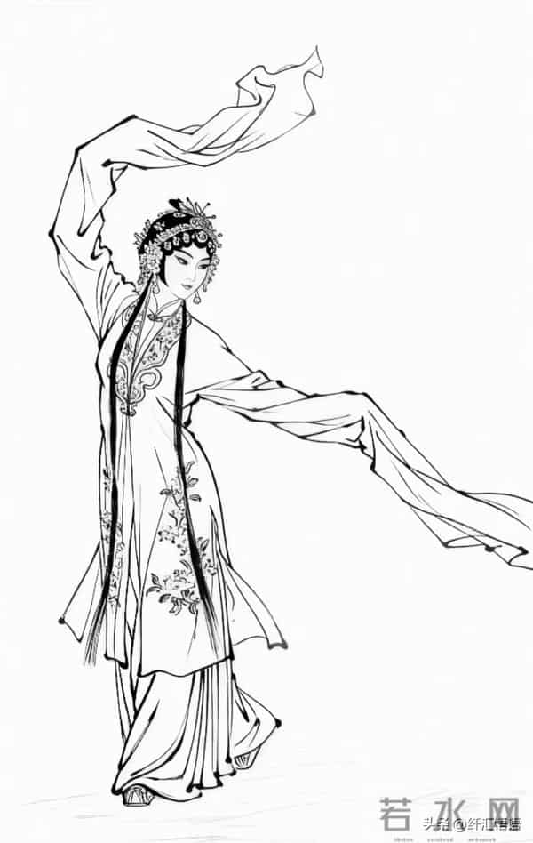 京剧人物白描画