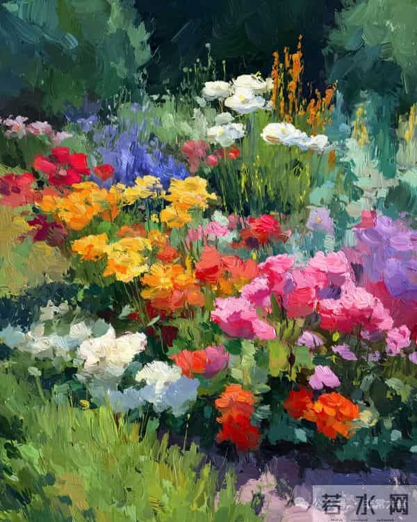 印象派油画《时光在叶脉间停驻》