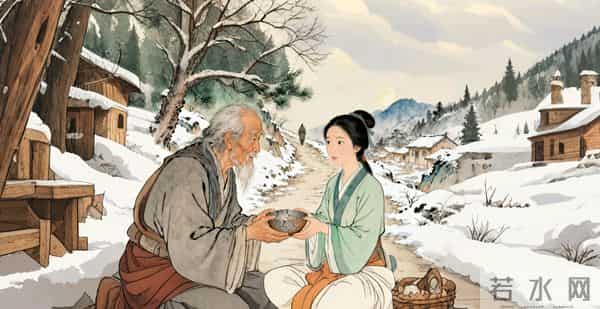 民间故事：寡妇给乞丐饭，乞丐临终赠破碗，碗中映出亡夫身影