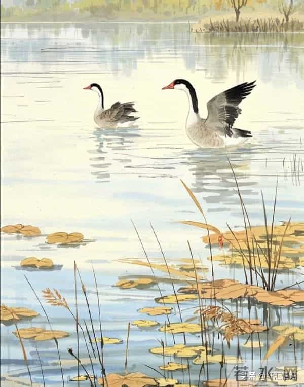 水边鹅戏影，花间鸟语香