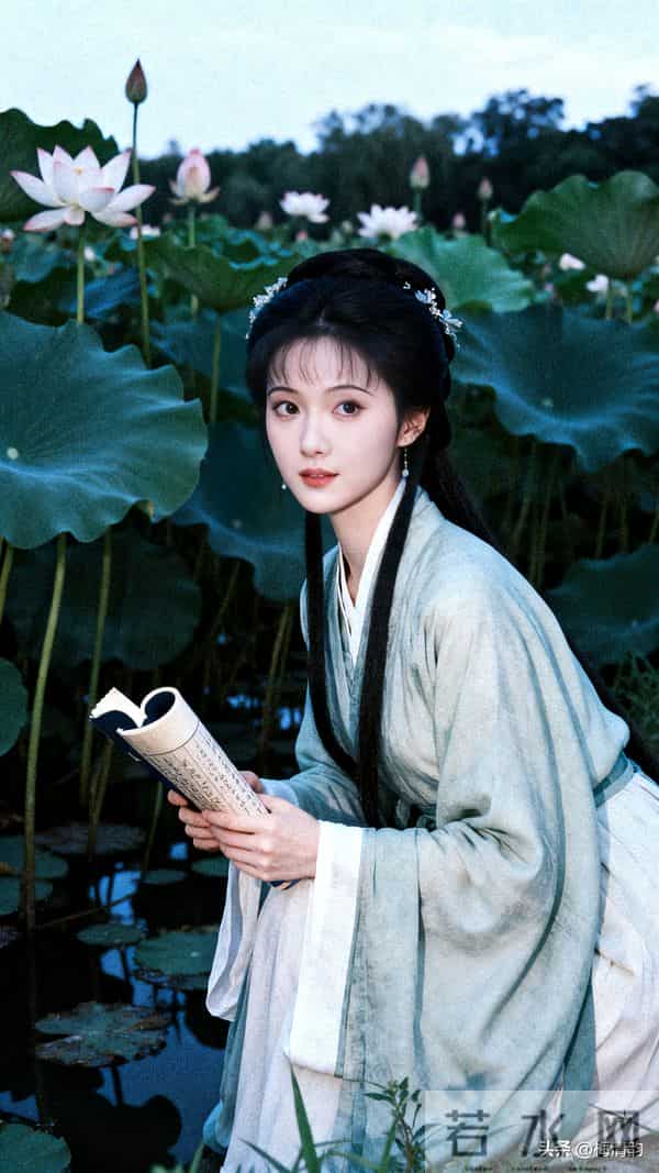 谁懂啊！这池荷风里的姑娘，就是从《红楼梦》走出来的潇湘妃
