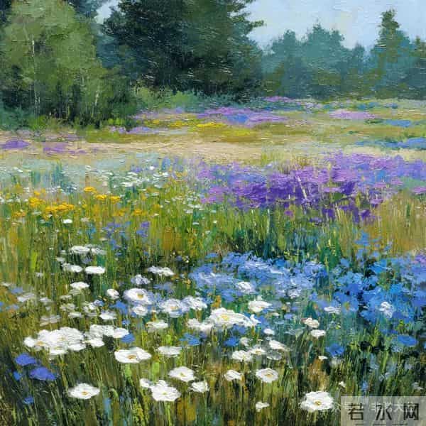 印象派油画《时光在叶脉间停驻》