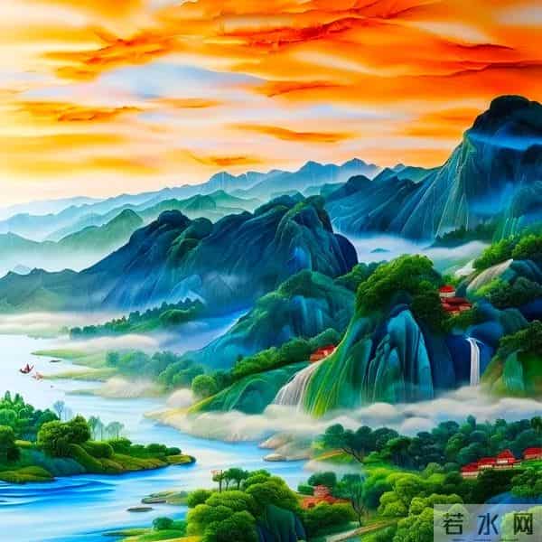 山水风景微信头像｜东方艺术，千里江山只此青绿！