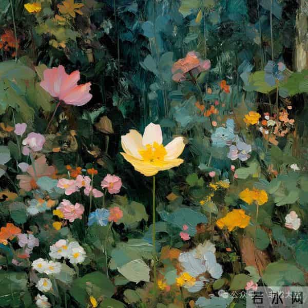 印象派油画《时光在叶脉间停驻》