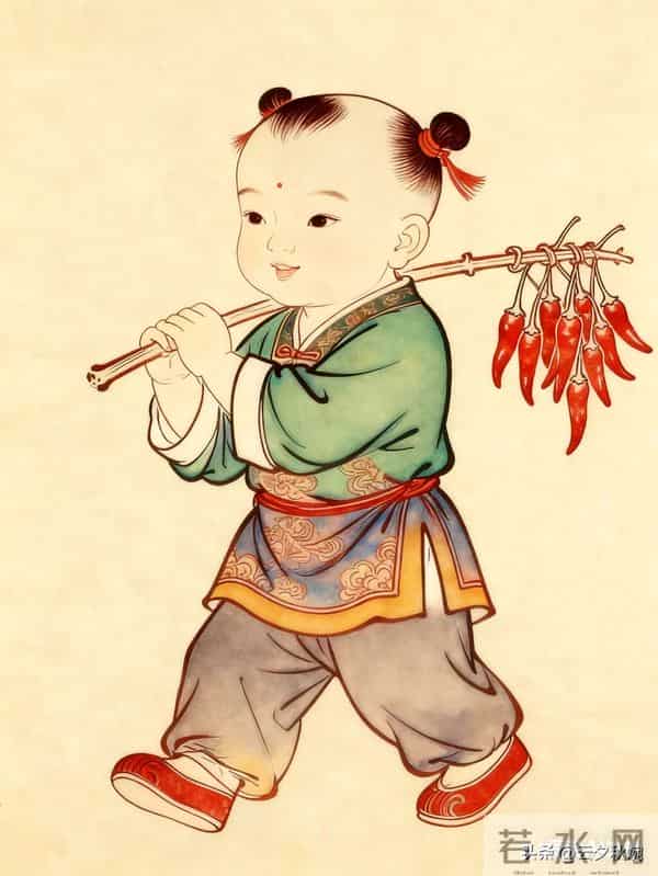 这组工笔画里的“辣椒娃娃”，把中国年的红火劲儿画活了！