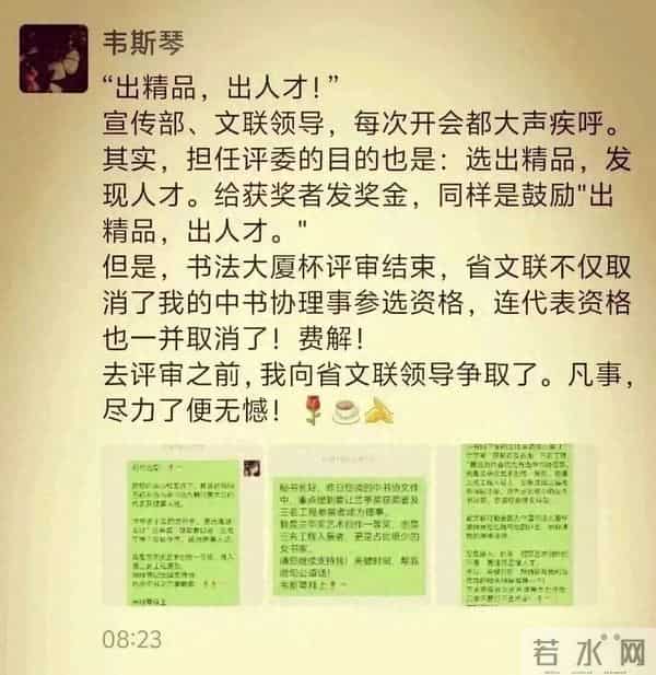 韦斯琴被取消书协理事参选资格，书法大赛评委经历引关联猜测