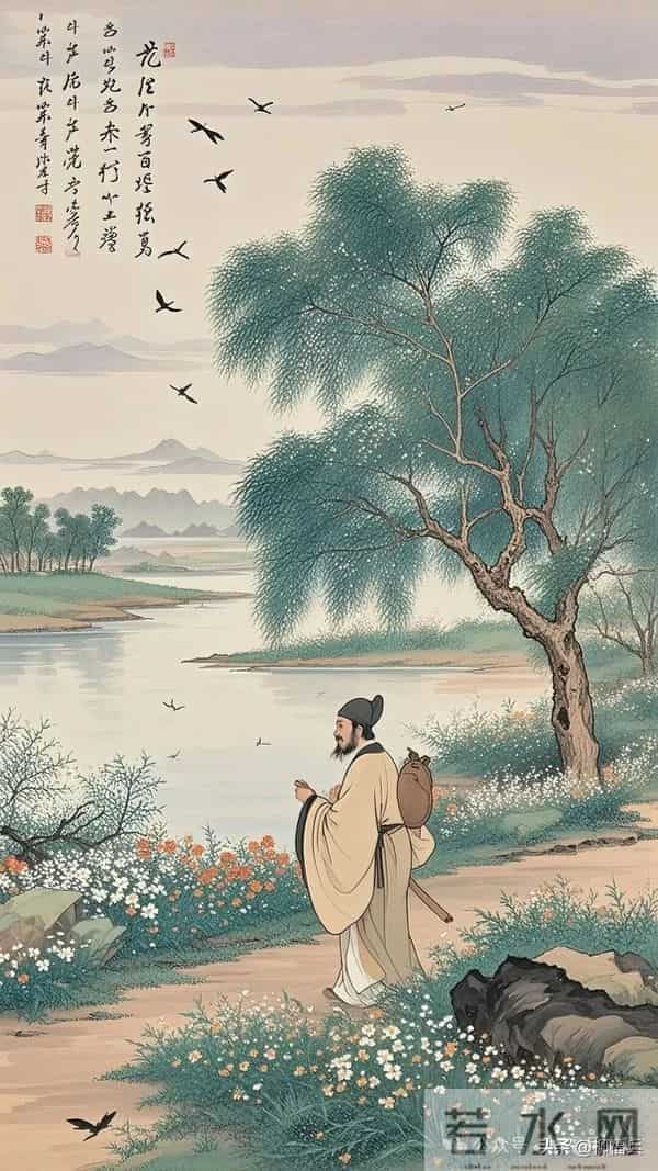 传统山水画《泗水寻芳图》