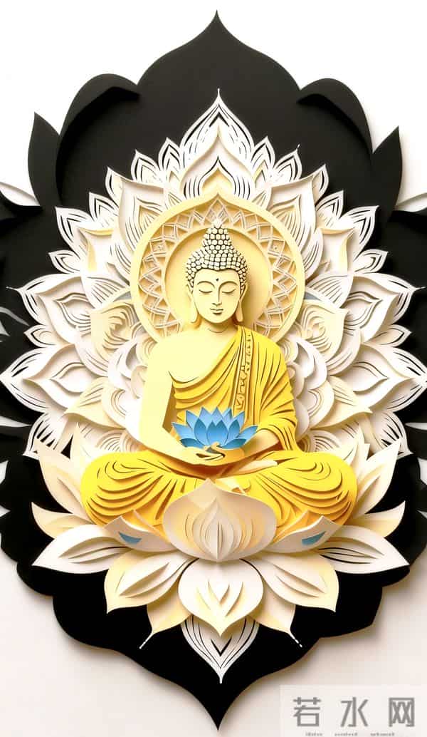 高清封神！纸刻佛陀+曼陀罗莲座，禅意壁纸天花板