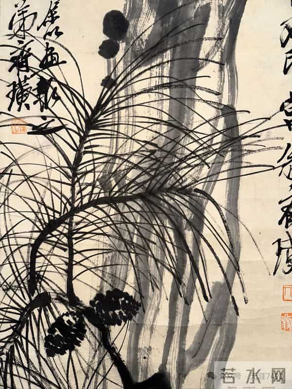 齐白石水墨 松鹰图