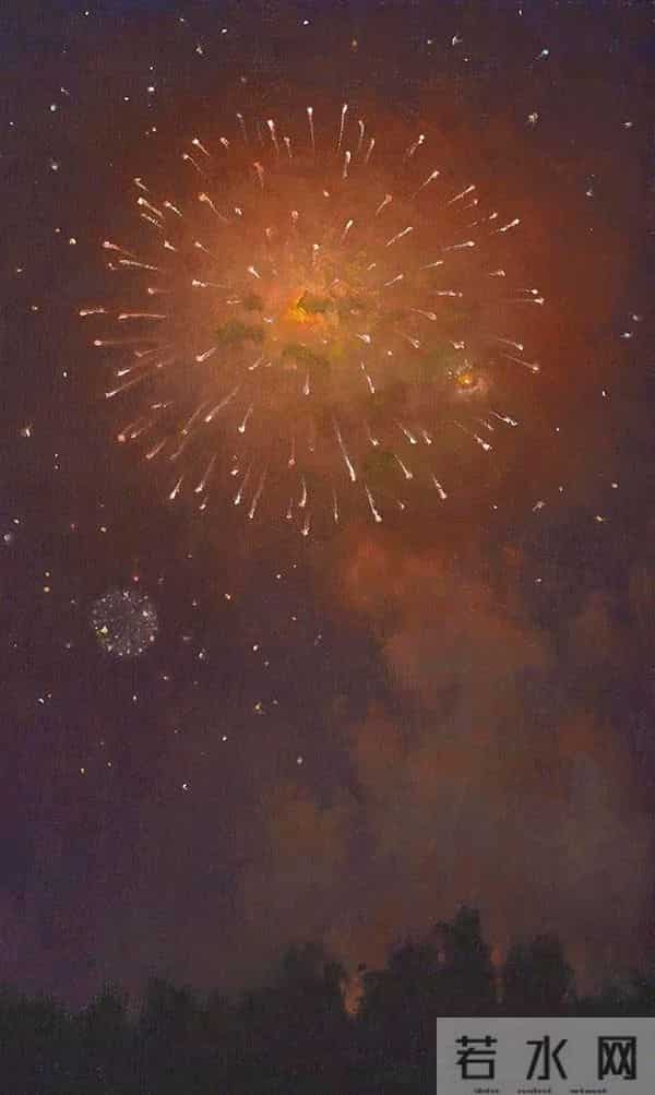 美丽绚烂的烟火也可以被画笔留住！美国画家Jennifer Moses作品赏