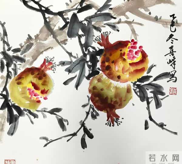 裂果栖雀，纸上秋光：看一颗石榴画透生活的暖