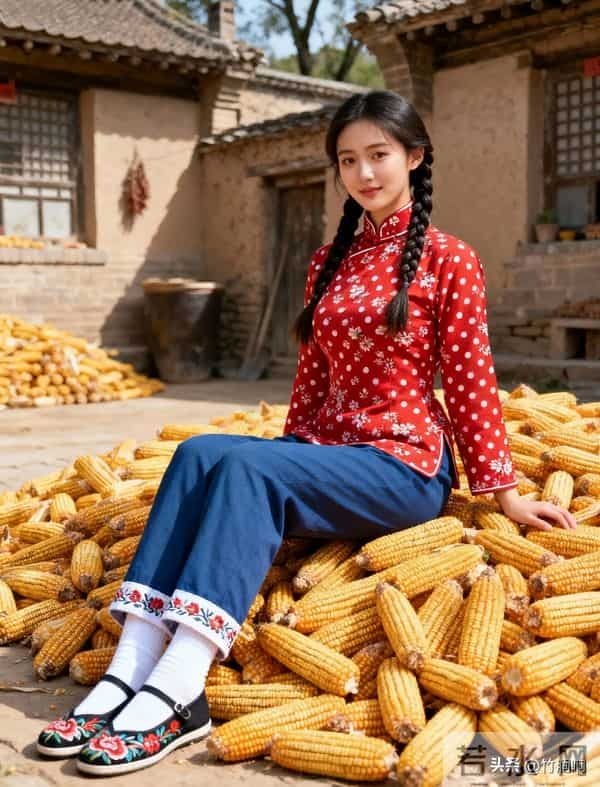 红衫双辫坐满院金玉米：旧时光的秋收，暖过多少童年？