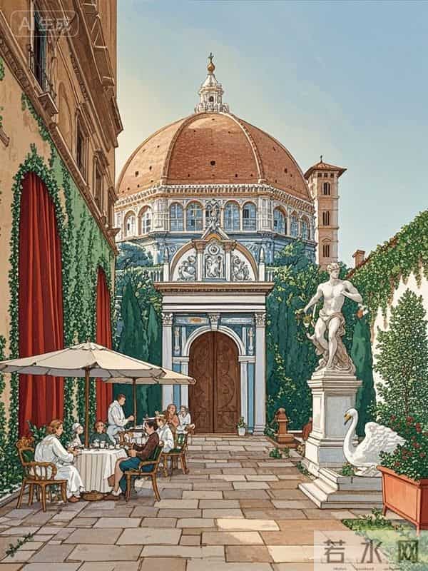 跟着插画去旅行—佛罗伦萨庭院的闲情逸致
