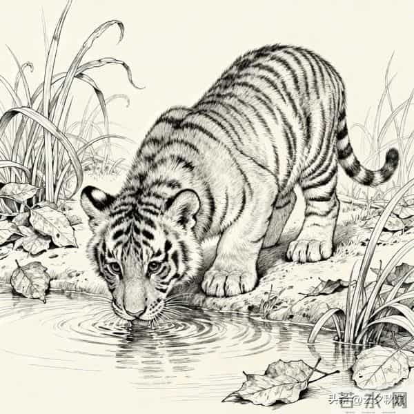 笔尖生威！工笔线条下的虎崽灵韵，每一笔都是东方美学的极致