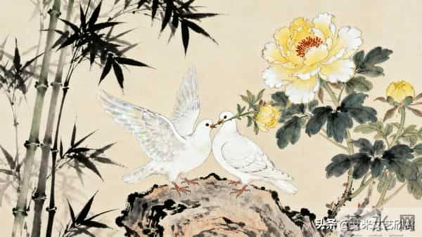 丹色琼羽：于非闇牡丹双鸽的富丽与生机