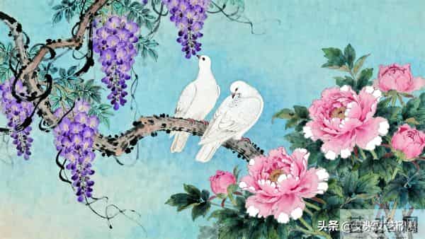 丹色琼羽：于非闇牡丹双鸽的富丽与生机