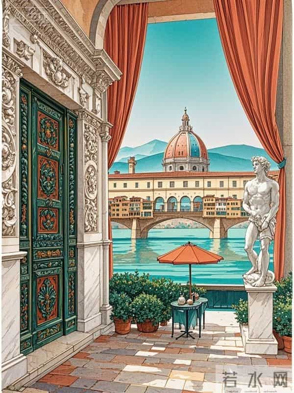 跟着插画去旅行—佛罗伦萨庭院的闲情逸致