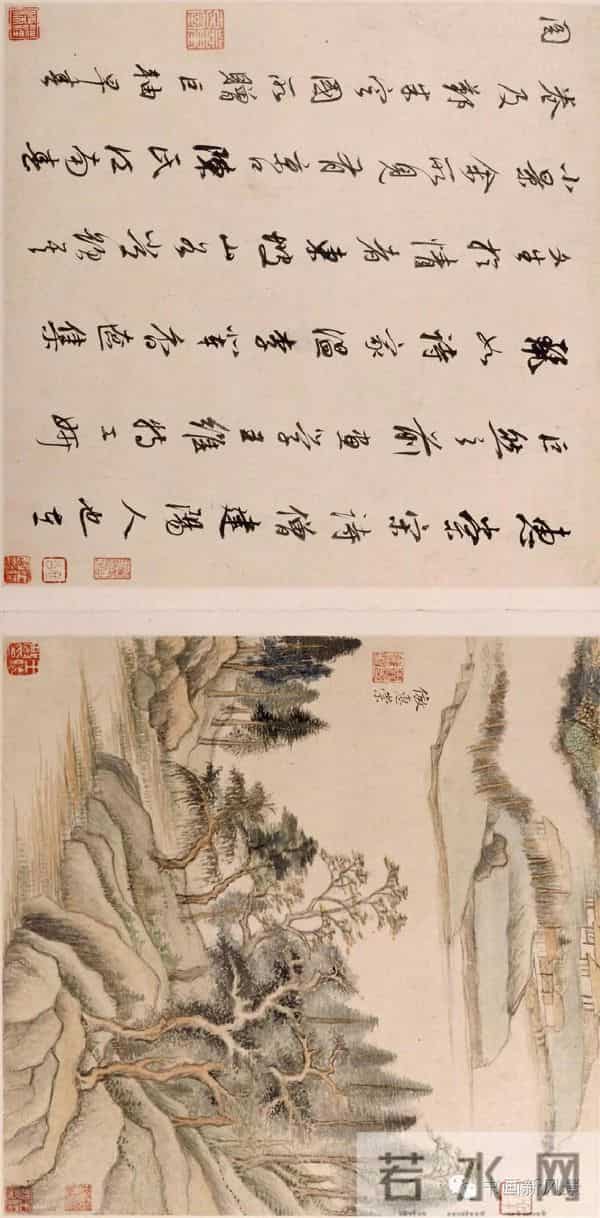 一代大师董其昌的山水仿摹大作，和张大千比比谁仿摹水平高！