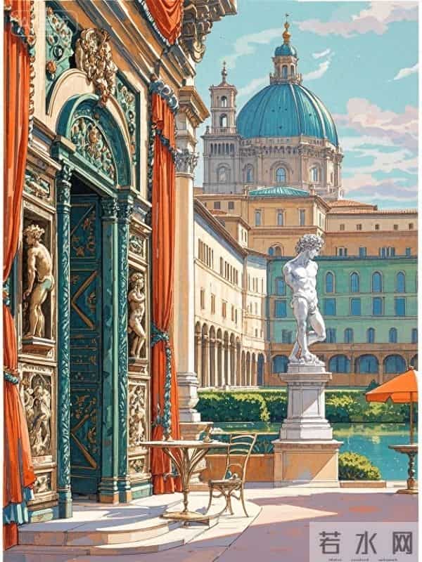 跟着插画去旅行—佛罗伦萨庭院的闲情逸致