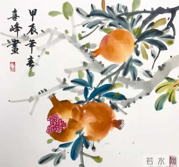 裂果栖雀，纸上秋光：看一颗石榴画透生活的暖