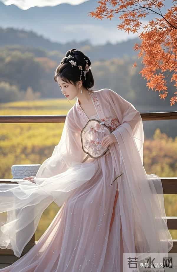 清风续句诗-枫色燃云幔卷纱，半黄暖影上檐牙。风梭慢理秋光细