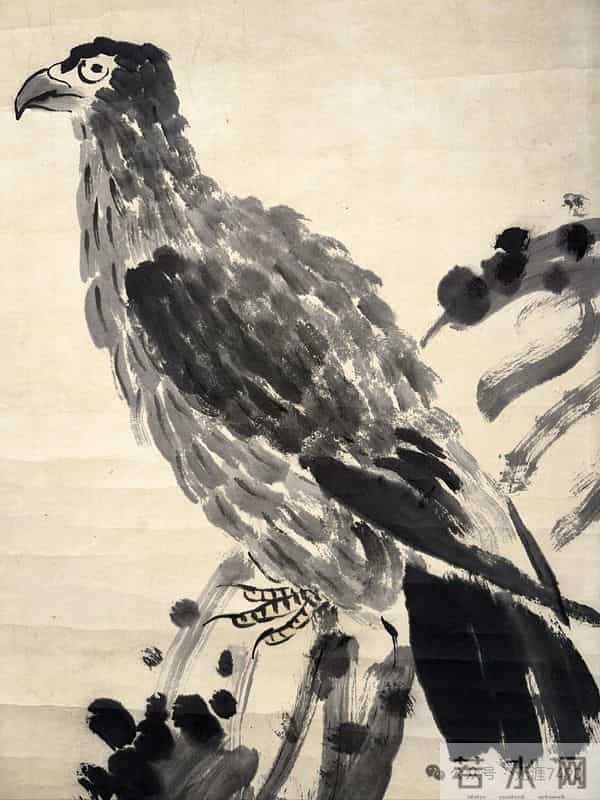 齐白石水墨 松鹰图