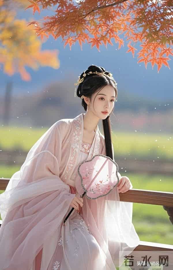 清风续句诗-枫色燃云幔卷纱，半黄暖影上檐牙。风梭慢理秋光细