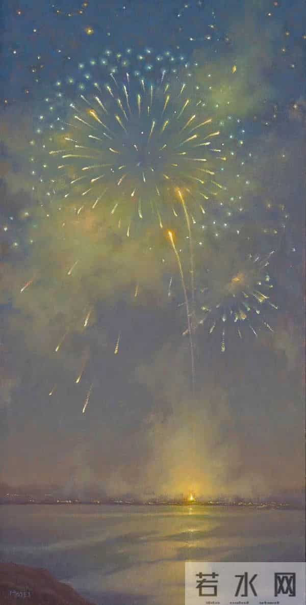 美丽绚烂的烟火也可以被画笔留住！美国画家Jennifer Moses作品赏