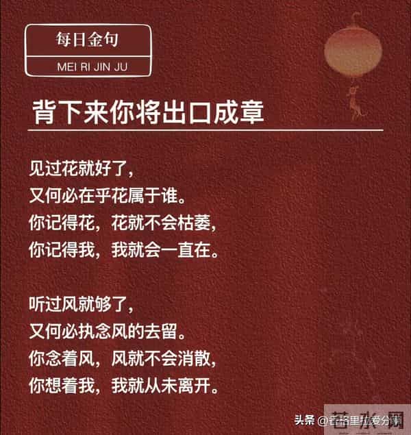 每日金句，背下来你将出口成章！