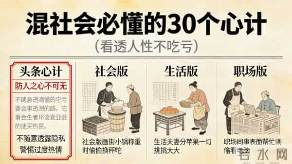 混社会必懂的30个心计，看透人性不吃亏，值得收藏