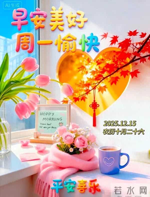 2025.12.15 冬天周一早安愉快！最新精美周一早上好温馨祝福语图片