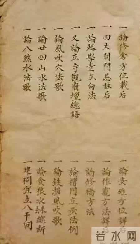 刘氏家传本，二十四山二十四向山法砂水来去吉凶图