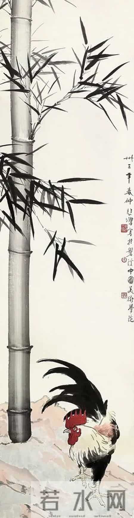 名家国画：大公鸡 雄鸡唱晓