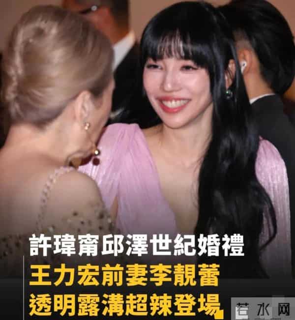 李靓蕾参加邱泽许玮甯婚礼，深V长裙开到胸口，想不被注意都难