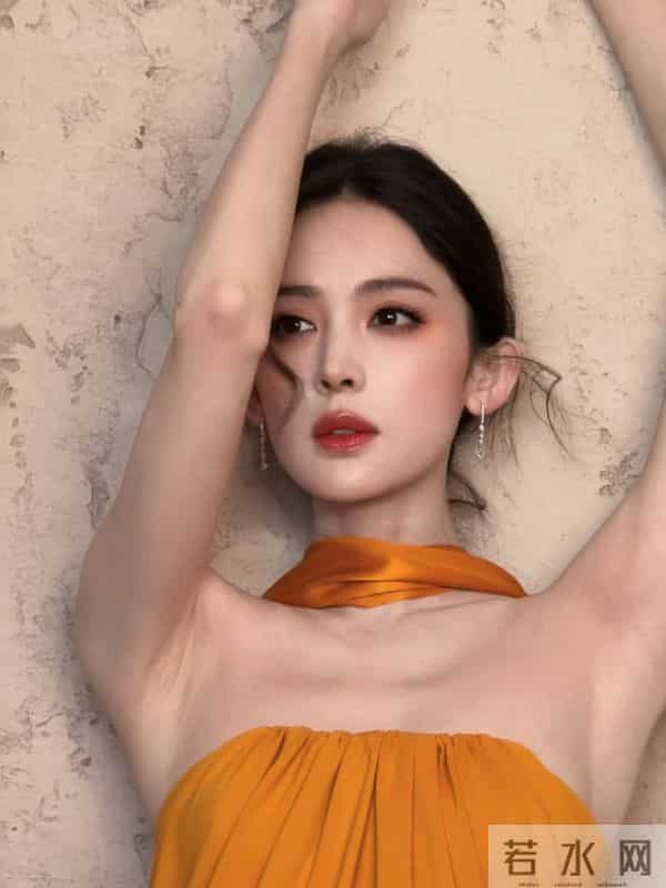 娜扎黄色抹胸长裙