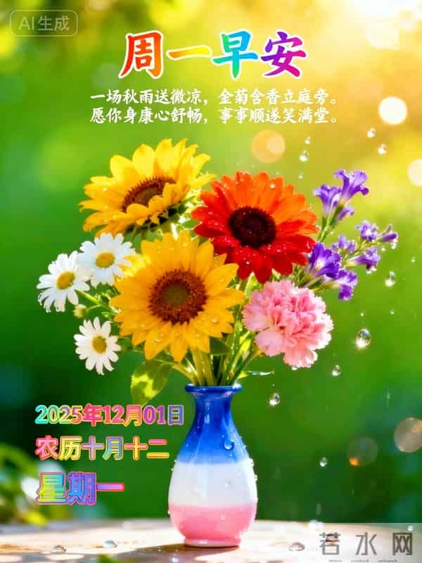 「冬日暖阳」12月1日早上好！初冬的早晨祝福问候语，早安图片