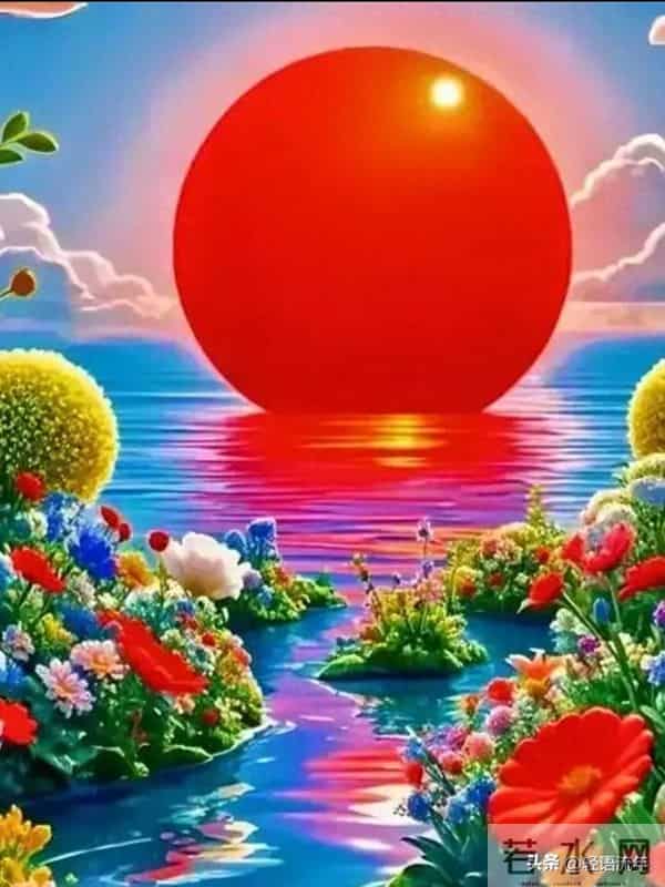 你看到的是什么？碧海、红日、福气到！看懂的人，福气已经进家门