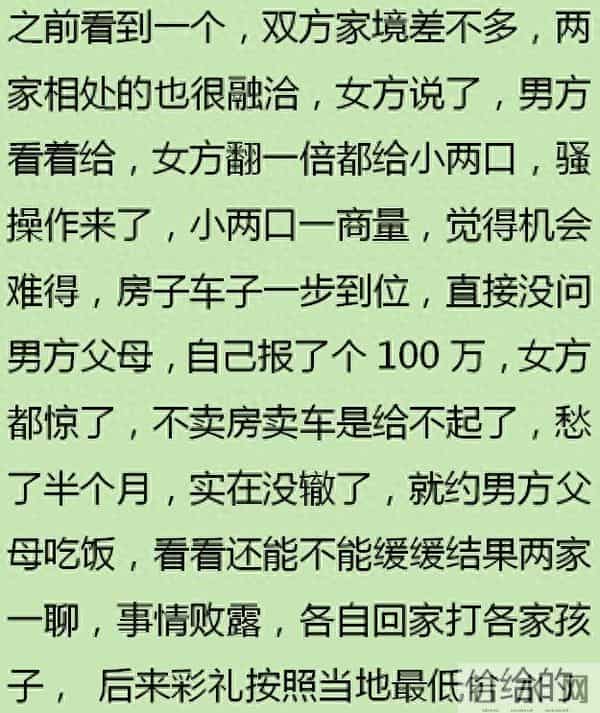 你是怎么和男朋友商量彩礼问题的？网友：我这边两万都干起来了