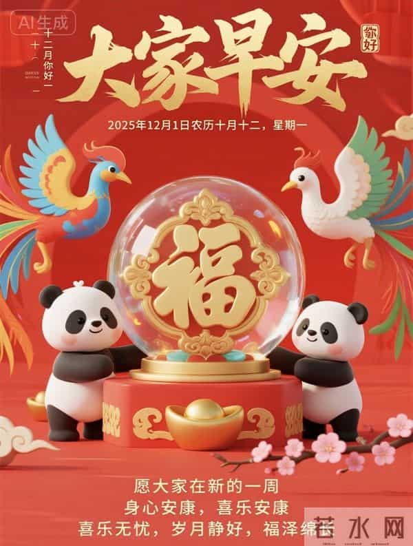 2025年12月1日周一早上好祝福语图片，最新温馨淡雅早安精美图片