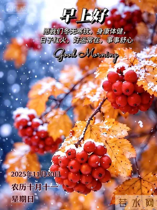 2025.11.30 冬天周日早上好！最新精美周日早安愉快温馨祝福语图片