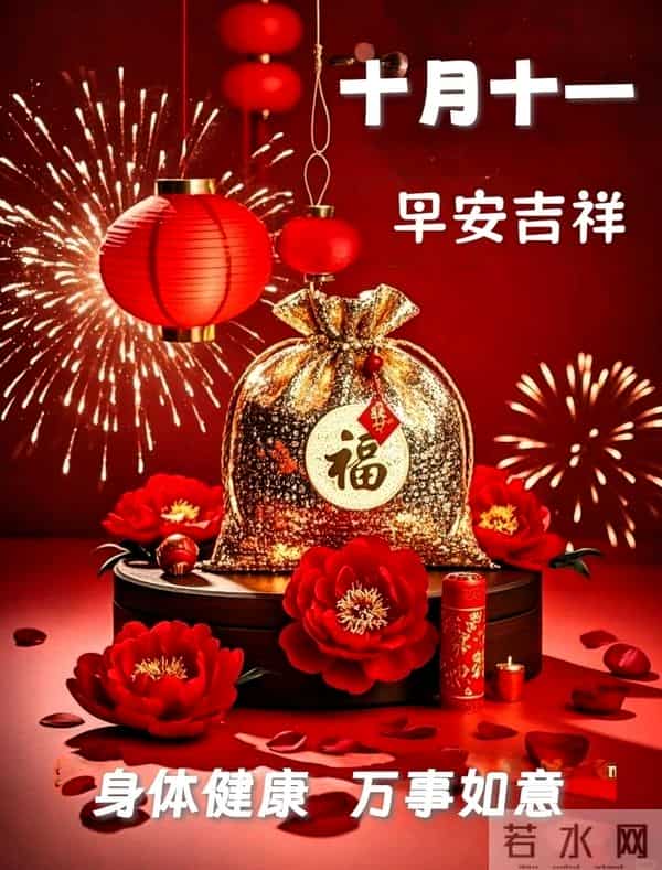 农历十月十一早安祝福，愿您福寿双全常相伴，财运双收喜连连
