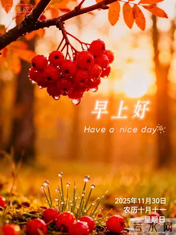 2025.11.30 冬天周日早上好！最新精美周日早安愉快温馨祝福语图片