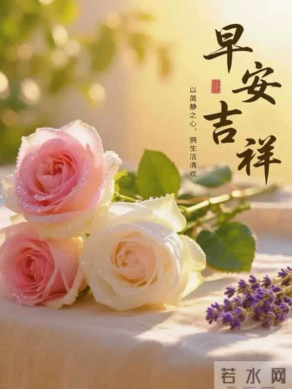 早安快乐！不问几时许，忙里寻闲适，烦忧全赶跑，顺遂无纷扰！