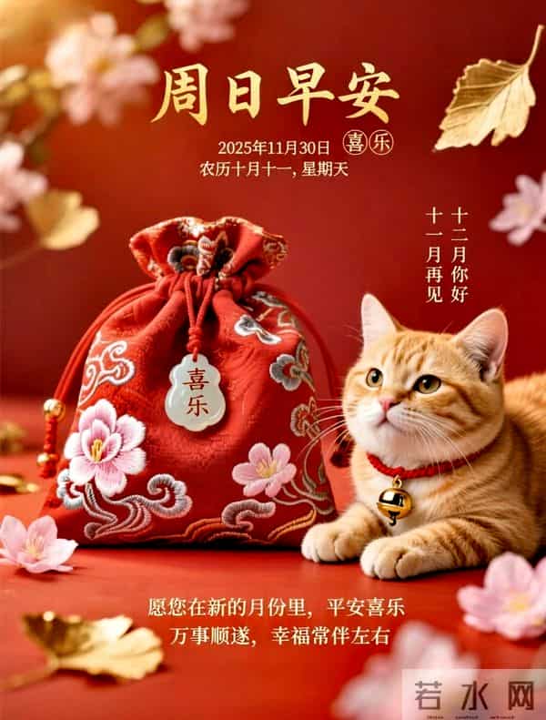 2025年11月30日周日早上好祝福语图片，最新温馨淡雅早安精美图片