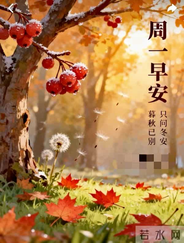 2025年12月1日周一早上好祝福语图片，最新温馨淡雅早安精美图片