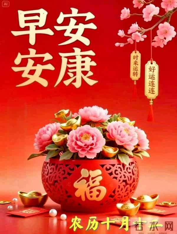 农历十月十二早安祝福，愿美好常伴万事顺遂，平安喜乐好运连连